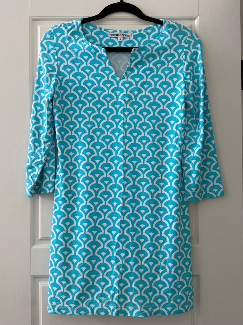 Barbara Gerwit Turquoise Patterned Shift Dress